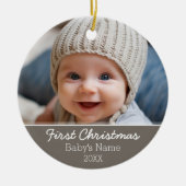 ベビーの初めてのクリスマス写真 – 側面独身の付 セラミックオーナメント (正面)