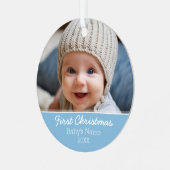 ベビーの初めてのクリスマス写真 – 側面独身の付 メタルオーナメント (正面左)