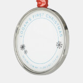 ベビーの初めてのクリスマス写真(誕生統計) メタルオーナメント (左)