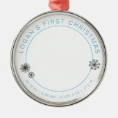 ベビーの初めてのクリスマス写真(誕生統計) メタルオーナメント (正面)
