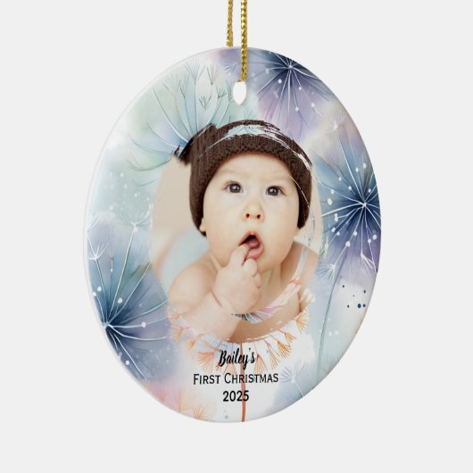 ベビーの初めてのクリスマス写真Dandelion セラミックオーナメント (右)
