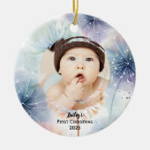 ベビーの初めてのクリスマス写真Dandelion セラミックオーナメント (正面)