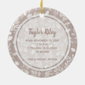 ベビーの初めてのクリスマス写真Taupe セラミックオーナメント (裏面)