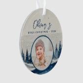 ベビーの初めてのクリスマス冬の森の写真 オーナメント (正面)