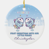 ベビーの初めてのクリスマス別〔占星術の〕十二宮図記号パーソナライズされた セラミックオーナメント (裏面)