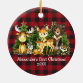 ベビーの初めてのクリスマス動物ディアプレイド セラミックオーナメント (裏面)