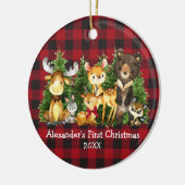 ベビーの初めてのクリスマス動物ディアボウプレイド セラミックオーナメント (左)