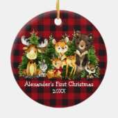 ベビーの初めてのクリスマス動物ディアボウプレイド セラミックオーナメント (裏面)