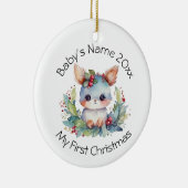 ベビーの初めてのクリスマス名と年の個人用設定 セラミックオーナメント (右)