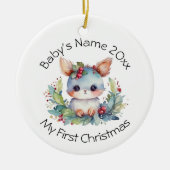 ベビーの初めてのクリスマス名と年の個人用設定 セラミックオーナメント (正面)