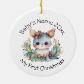 ベビーの初めてのクリスマス名と年の個人用設定 セラミックオーナメント (裏面)