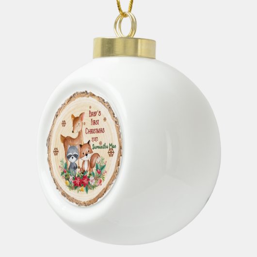 ベビーの初めてのクリスマス名前をカスタムするキープサケ セラミックボールオーナメント (右)