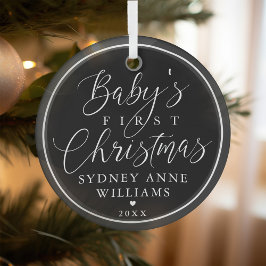ベビーの初めてのクリスマス名前をカスタムするブラックキープサケ ガラスオーナメント