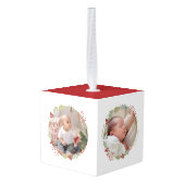 ベビーの初めてのクリスマス名前をカスタムする写真 キューブオーナメント (裏面アングル)