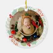ベビーの初めてのクリスマス名前をカスタムする写真 セラミックオーナメント (裏面)