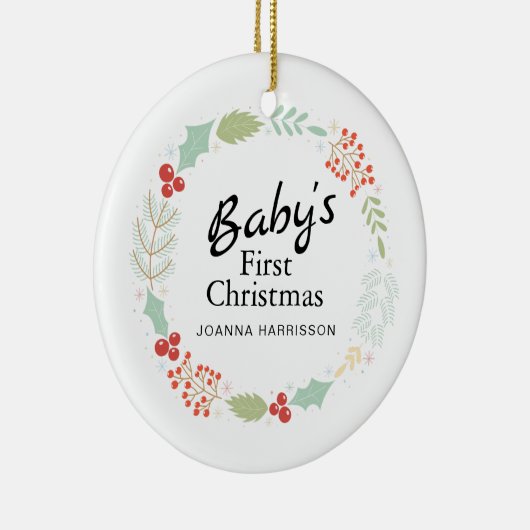 ベビーの初めてのクリスマス名前をカスタムする写真 セラミックオーナメント (右)