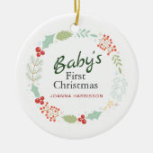 ベビーの初めてのクリスマス名前をカスタムする写真 セラミックオーナメント (正面)