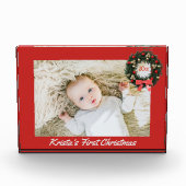 ベビーの初めてのクリスマス名前をカスタムする（年あり） フォトブロック (正面)
