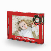 ベビーの初めてのクリスマス名前をカスタムする（年あり） フォトブロック (右)