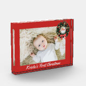 ベビーの初めてのクリスマス名前をカスタムする（年あり） フォトブロック (左)