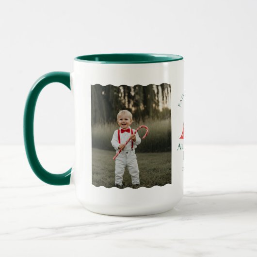 ベビーの初めてのクリスマス宗教的出生写真 マグカップ (左)