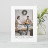 ベビーの初めてのクリスマス家族の写真 シーズンカード (スタンド正面)