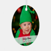 ベビーの初めてのクリスマス年フォトスクリプトテンプレート メタルオーナメント (正面右)