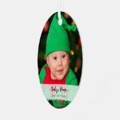 ベビーの初めてのクリスマス年フォトスクリプト名Oval メタルオーナメント (正面左)