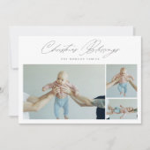 ベビーの初めてのクリスマス恵み家族の写真 シーズンカード (正面)