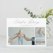 ベビーの初めてのクリスマス恵み家族の写真 シーズンカード (スタンド正面)