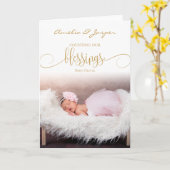 ベビーの初めてのクリスマス恵み-ベビー写真 カード (黄色い花)