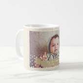 ベビーの初めてのクリスマス星リボンのフルフォト コーヒーマグカップ (正面左)