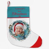 ベビーの初めてのクリスマス水彩リース スモールクリスマスストッキング (正面)