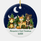 ベビーの初めてのクリスマス水彩動物ディアスカイ セラミックオーナメント (裏面)