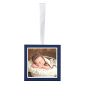 ベビーの初めてのクリスマス水彩鹿の写真 キューブオーナメント (右)