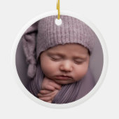 ベビーの初めてのクリスマス海の下の人魚の写真 セラミックオーナメント (裏面)