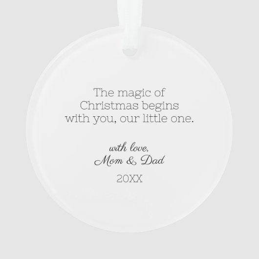 ベビーの初めてのクリスマス生まれたばかりの水彩スクリプト オーナメント (裏面)