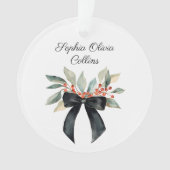 ベビーの初めてのクリスマス生まれたばかりの水彩スクリプト オーナメント (正面)