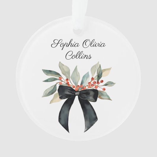 ベビーの初めてのクリスマス生まれたばかりの水彩スクリプト オーナメント (正面)