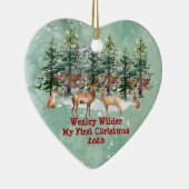 ベビーの初めてのクリスマス素朴ウッドランドウォーターカラー セラミックオーナメント (右)