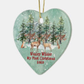 ベビーの初めてのクリスマス素朴ウッドランドウォーターカラー セラミックオーナメント (左)