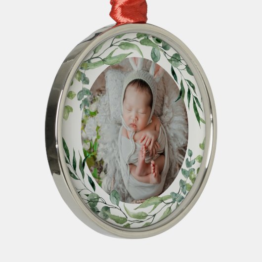 ベビーの初めてのクリスマス緑化植物枠 メタルオーナメント (右)