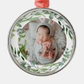 ベビーの初めてのクリスマス緑化植物枠 メタルオーナメント (正面)