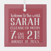 ベビーの初めてのクリスマス誕生状態 ガラスオーナメント (正面)