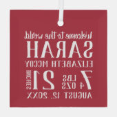 ベビーの初めてのクリスマス誕生状態 ガラスオーナメント (裏面)