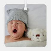 ベビーの初めてのクリスマス誕生統計の写真 メタルオーナメント (裏面)