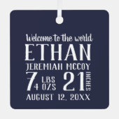 ベビーの初めてのクリスマス誕生統計の写真 メタルオーナメント (正面)