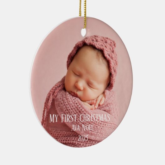 ベビーの初めてのクリスマス誕生統計クリスマスツリー セラミックオーナメント (右)