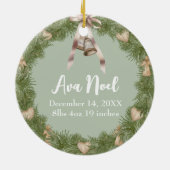 ベビーの初めてのクリスマス誕生統計クリスマスツリー セラミックオーナメント (裏面)