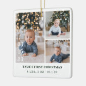 ベビーの初めてのクリスマス誕生統計フォトギャラリー セラミックオーナメント (左)